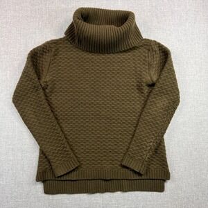 Ann Taylor Cashmere Turtleneck Sweater Women Small Olive Green Luxury Fuzzy Soft
